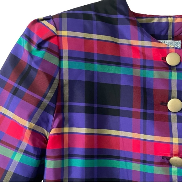 Vintage Multicolor Plaid Blazer - Picture 5 of 6